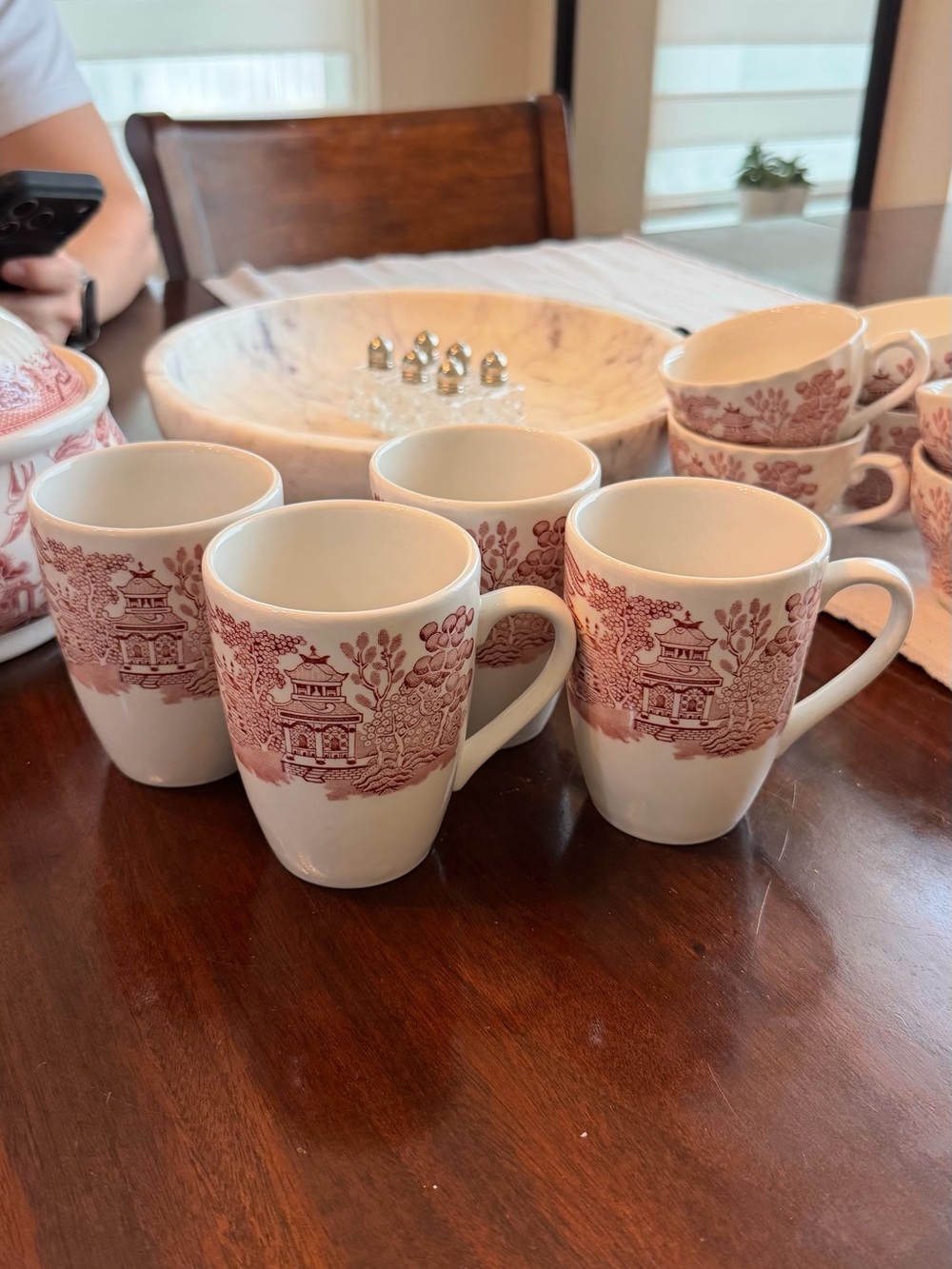 Churchill England Red and White Porcelain Coffee Cups - Classic Oriental Patter